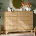 Fluted Dresser with 8 Drawers, 54" Wide Modern Chest of Drawers with Metal Handle, Wooden Dresser