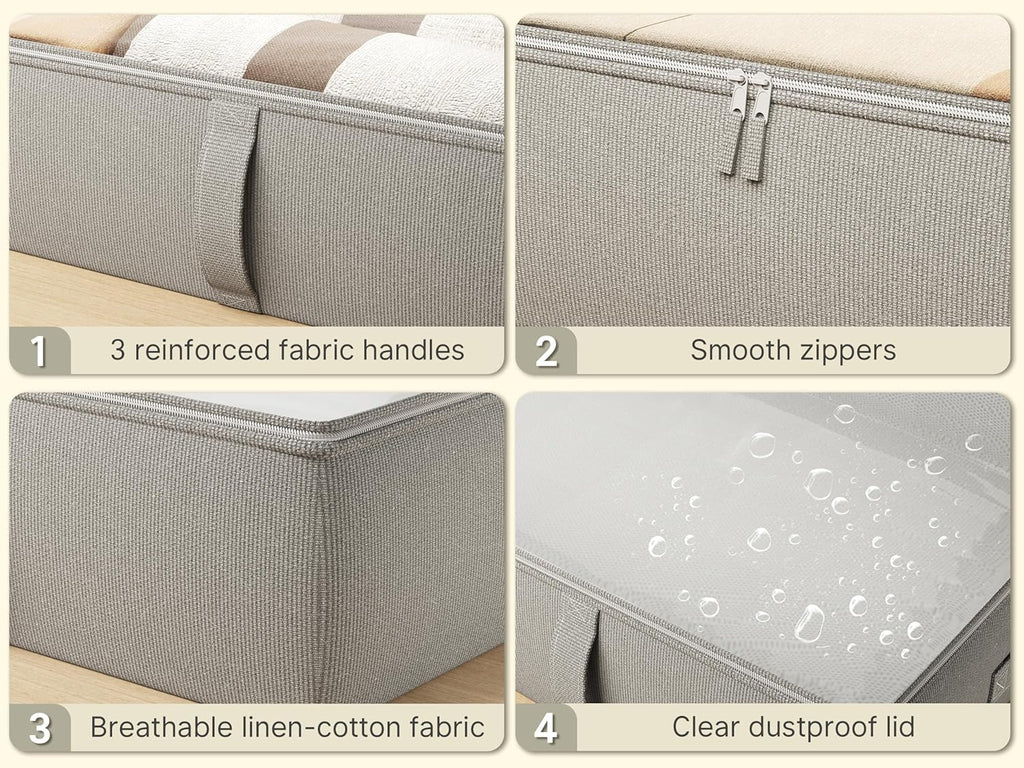 2-Pack Under Bed Storage Containers, 8 Inches Tall Underbed Clothes Storage Organizer Bin with