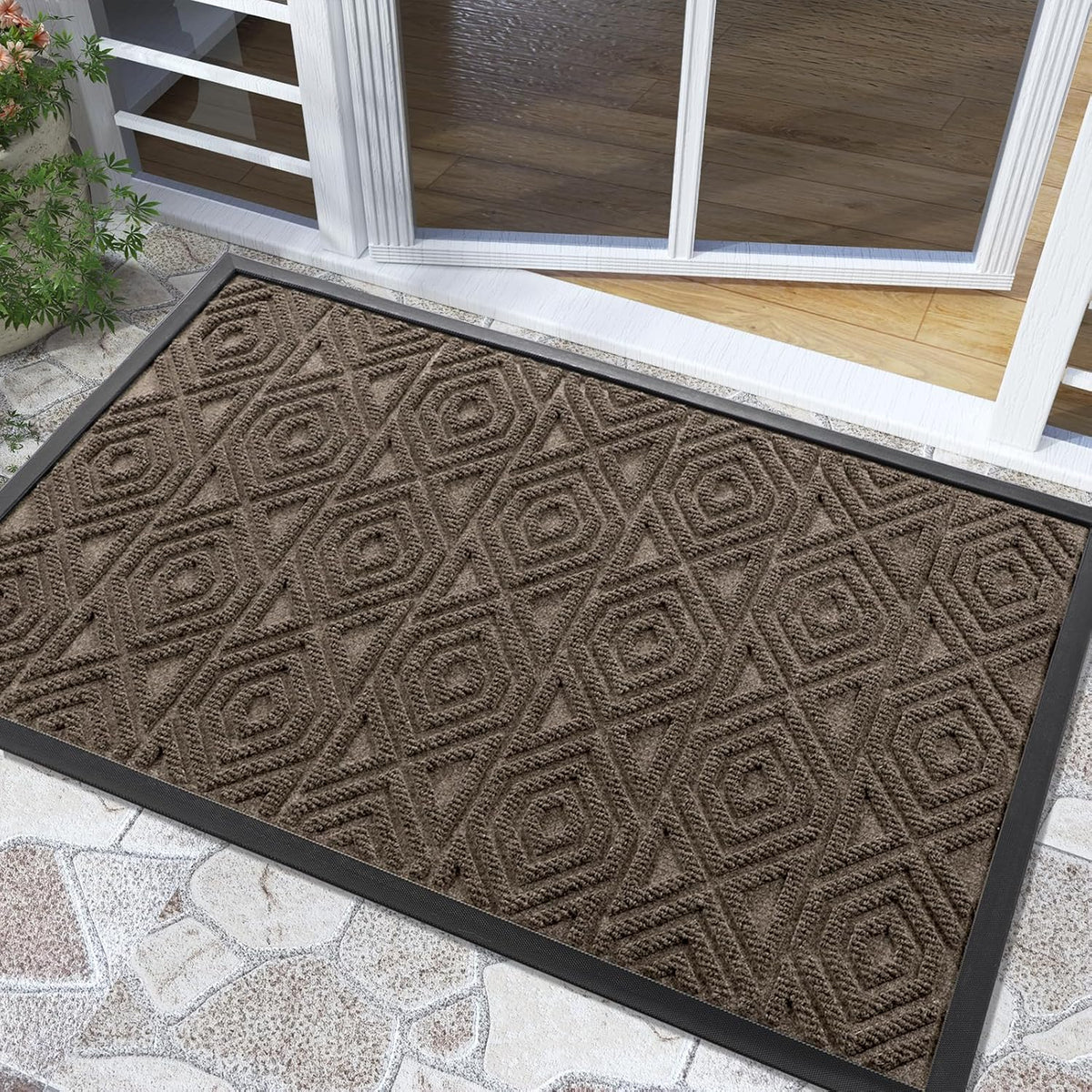 Yimobra Door Mat, Outdoor Indoor Entrance Welcome Mat, Heavy Entry Front Door Mat, Stain & Fade