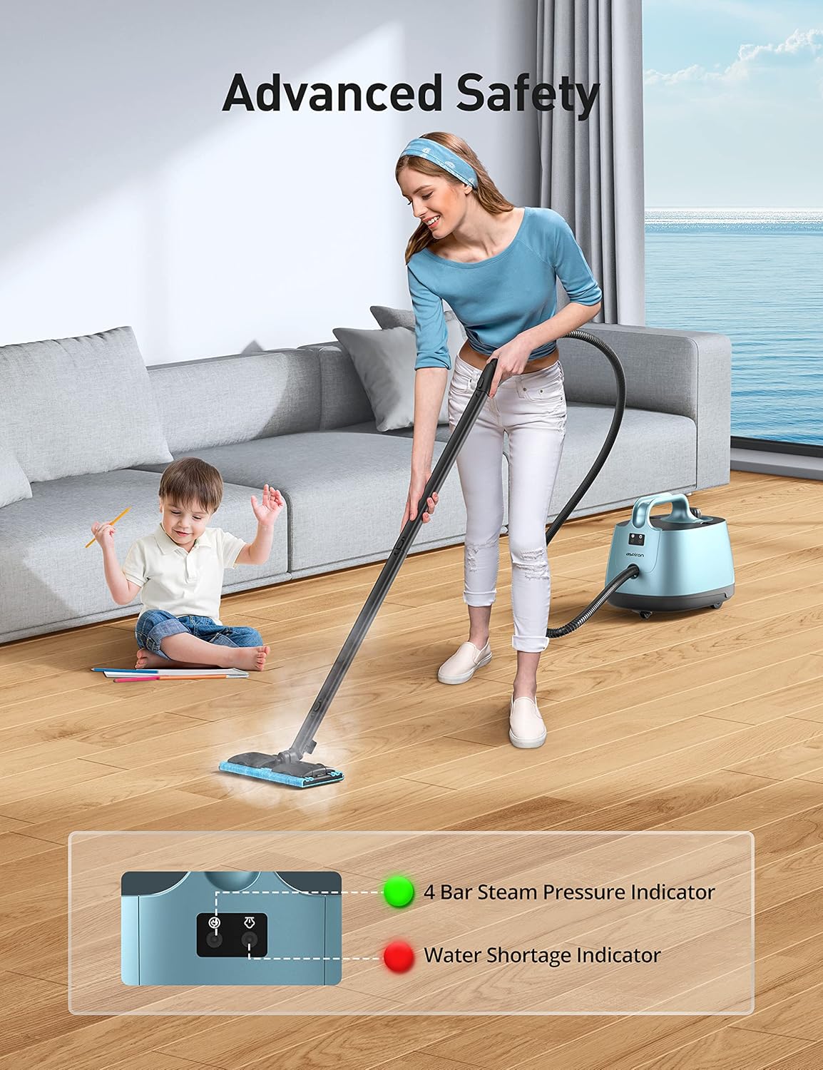 Steam Cleaner, 293°F 58 PSI Powerful Multipurpose Handheld Steam Mop for Home Use, 21 Attachments