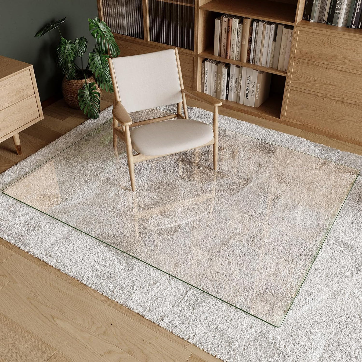 Koonmi Tempered Glass Chair Mat 50"x65" - Premium Office Chair Mat for Hardwood Floors & Low-Pile