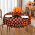 Waterproof Plaid Tablecloth Fabric - Round 58 Inch Classic Gingham Checker Table Cloth for