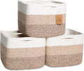 NaturalCozy Storage Cubes 9”x9”x7”Cotton Rope Woven Baskets for Organizing 3-Pack | 9 Inch Cube