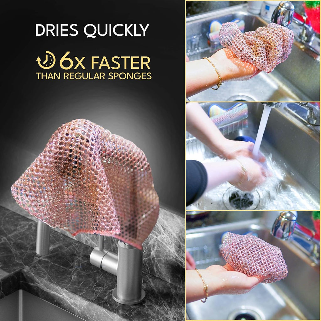 Heavy Duty Dish Scrubbers - Non Scratch Scouring Pads - Odorless and Long Lasting - Replace Sponges