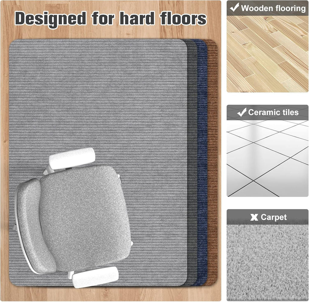 Placoot Desk Chair Mat for Hardwood Floor Corduroy Surface 1/6" Thick 55"x35" Office Chair Mat for