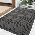 Smiry Front Door Mat Outside Entrance, Heavy Duty Outdoor Indoor Natural Rubber Doormat, Non Slip
