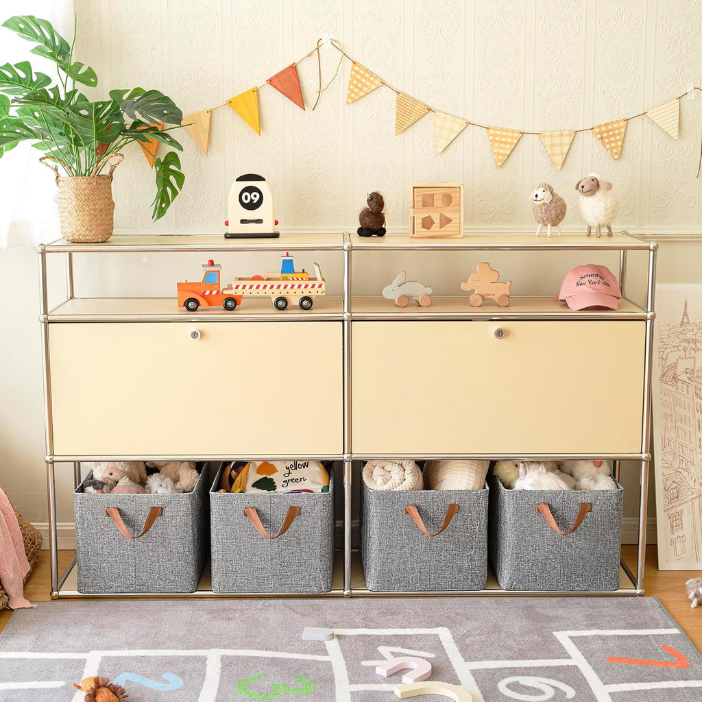 GRANNY SAYS Storage Baskets for Shelves, Closet Organizer Bins, Clothes Storage Bins with Metal