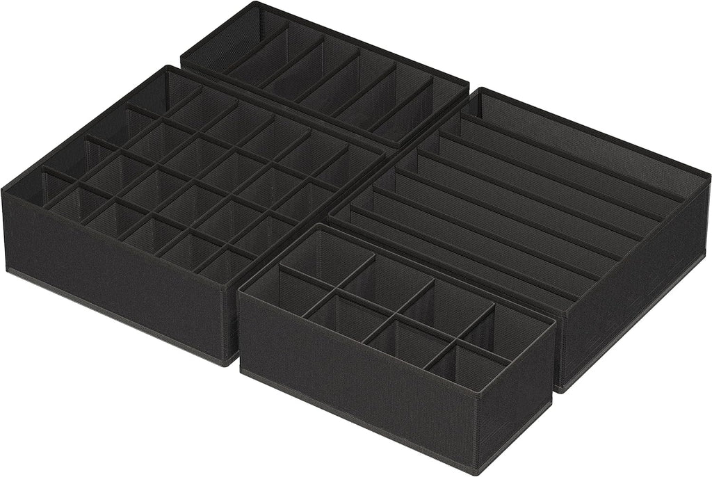 Simple Houseware 4-Pack Drawer Organizer Set - Closet Dividers for Underwear, Socks, Bras, Scarves