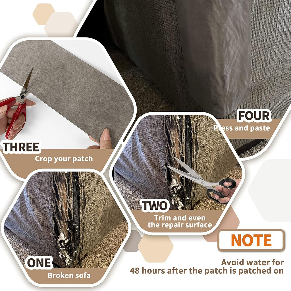 Azobur Sofa Fabric Repair Patch, Oversized Microfiber Patch，Self Adhesive Fabric Sofa Patch Repair