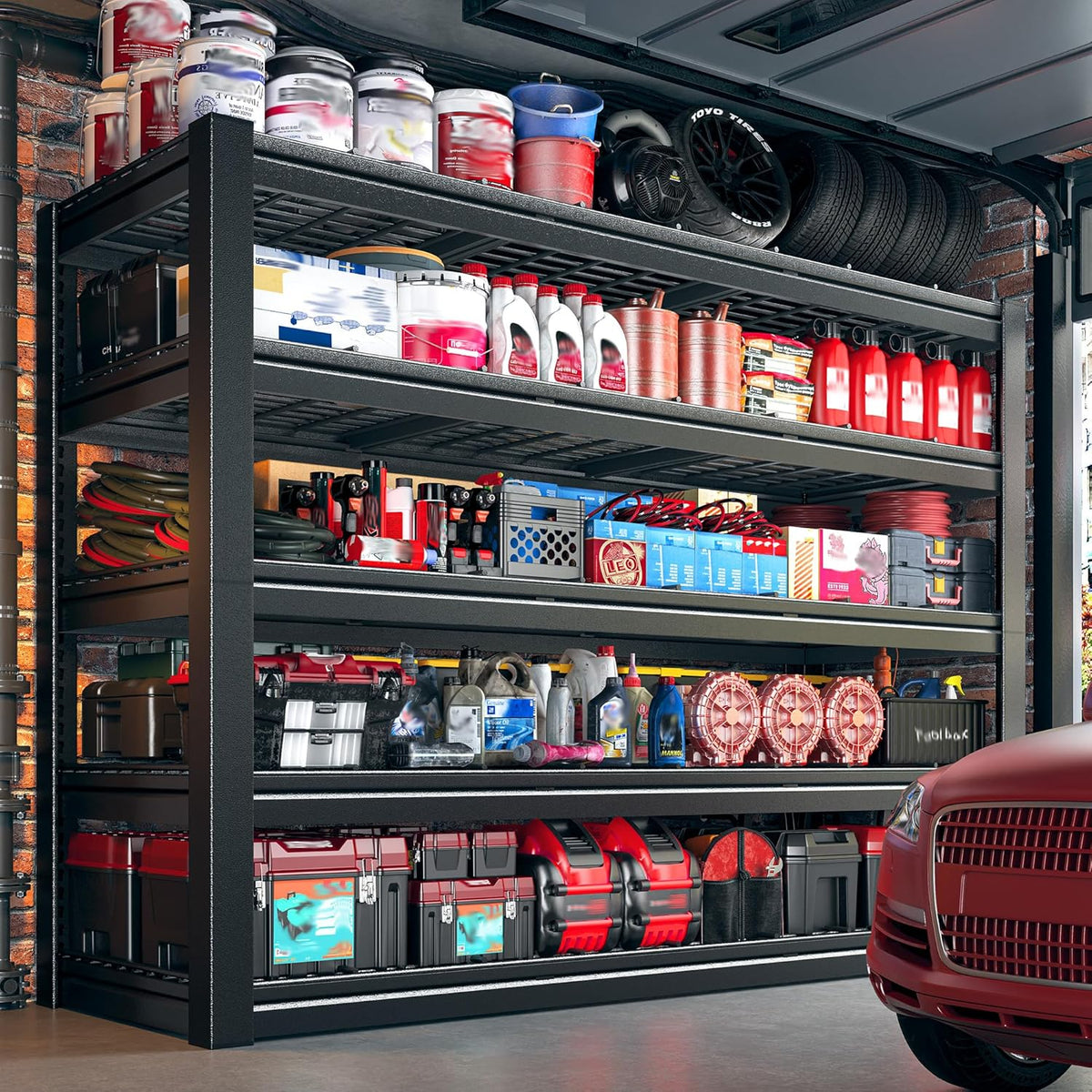 60.1" W Garage Shelving 3125LBS Metal Shelving Extra Wide Storage Shelves Adjustable 5 Tier Garage