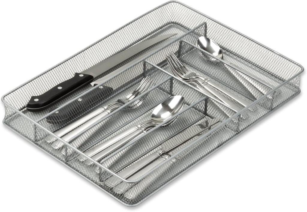 YBM Home Metal Silverware Organizer for In-Drawer Cutlery Storage, 6 Compartment Mesh Cutlery