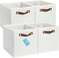 OrganiHaus 11x11 Fabric Cubes Storage Bins Set of 4, Foldable Collapsible Fabric Storage Bins for