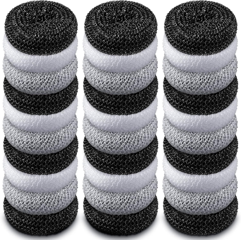 Blulu Plastic Dish Scrubbers for Dishes Pot Round Nylon Pad, Mesh Scouring Non Scratch Pads(Simple