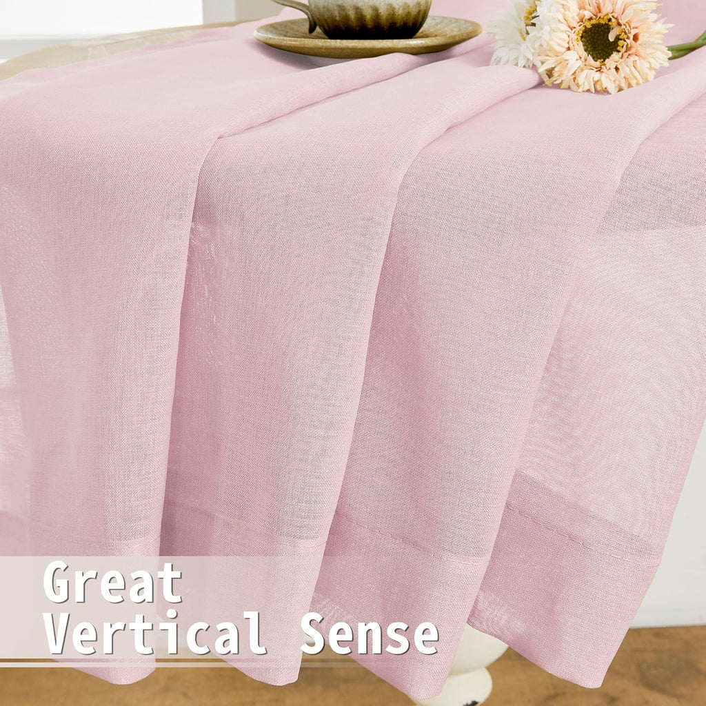 Tollpiz Small Sheer Linen Textured Curtain Sheers Doorway Light Filtering Voile French Door Rod
