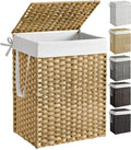SONGMICS Laundry Hamper with Lid, 23.8 Gallon (90 L) Synthetic Rattan Clothes Laundry Basket with