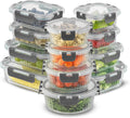 JoyJolt 24pc Borosilicate Glass Storage Containers with Lids | 12 Airtight/Freezer Safe Food