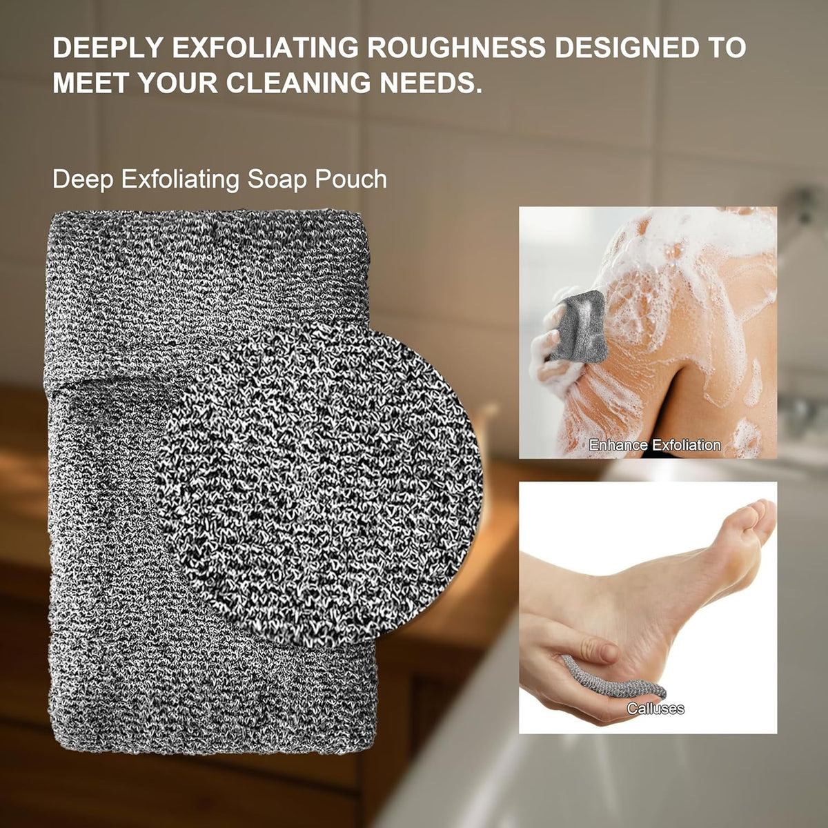 2 Pack Soap Bag Deep Roughness,Bar Soap Pouch Saver Pocket,Exfoliating Body Scrubber Shower Bath
