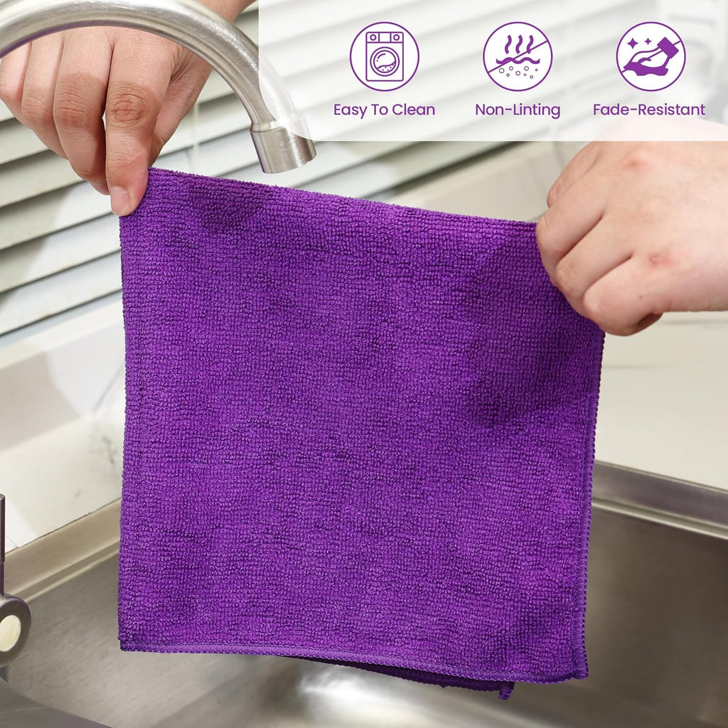 Microfiber Cleaning Cloths-12 Pack,Microfiber Towels for Cars & Kitchen,Highly Absorbent Cleaning