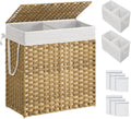 SONGMICS Laundry Hamper with Lid, 110L Clothes Hamper with 2 Removable Liner Bags, 6 Mesh Bags