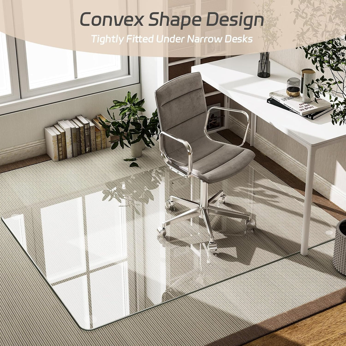 GLSLAND 46"x46" Tempered Glass Chair Mat Square Heavy-Duty Floor Protector for Carpet & Hard Floors