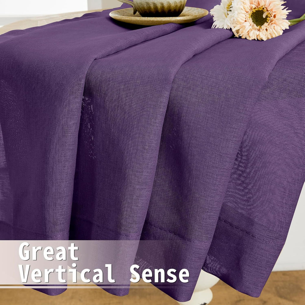 Tollpiz Sheer Door Curtains Closet Linen Textured Curtains Sheer Doorway Light Filtering Voile Rod