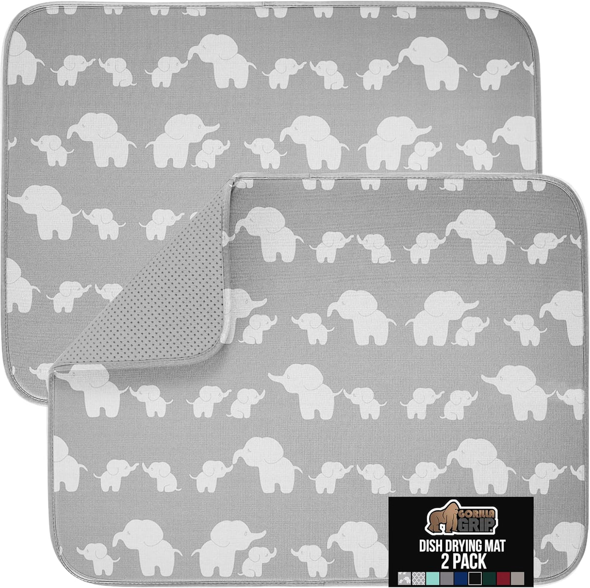 GORILLA GRIP Ultra Water Absorbent Microfiber Dish Drying Mat, Quick Dry Mesh, Slip Resistant Pad
