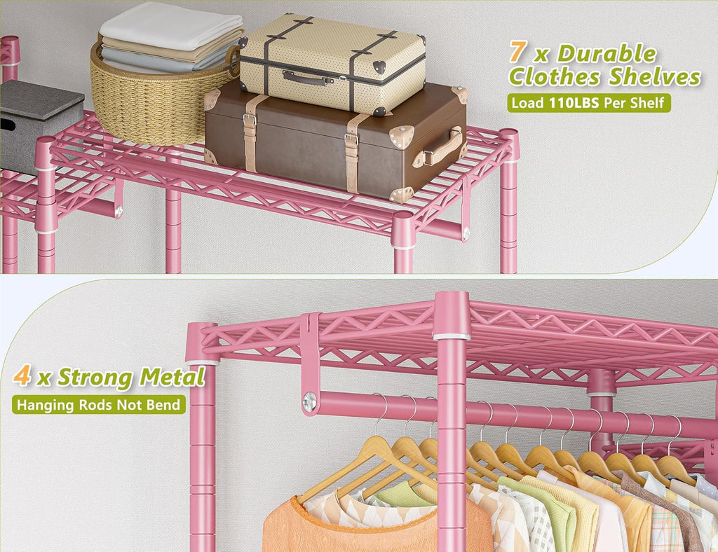 Raybee Clothing Racks for Hanging Clothes Heavy Duty Clothes Rack Load 750LBS clothes rack, 77" H x