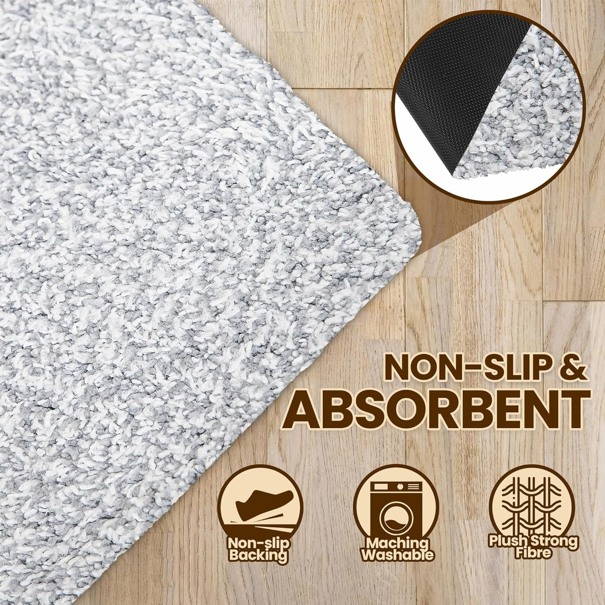 Premium Microfiber Indoor Door Mat – 36"x60" Washable Entry Mat, Non-Slip, Waterproof Backing