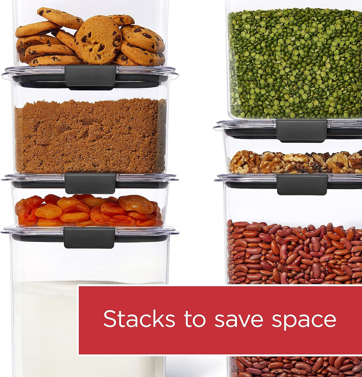 Rubbermaid Brilliance Food Storage Container, 16-Cup, Airtight | Clear/Grey | For Pantry