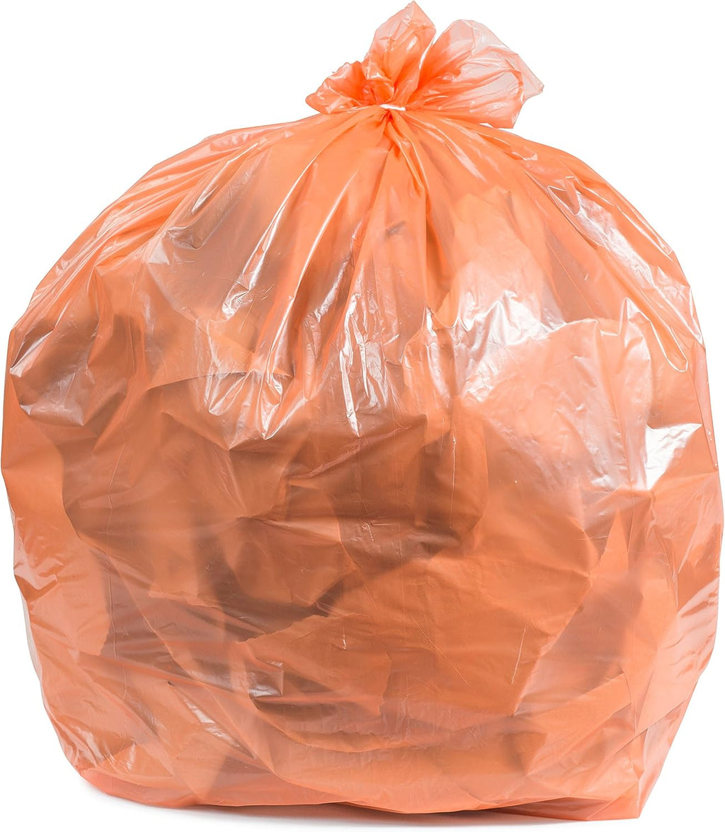 Plasticplace 40-45 Gallon Trash Bags │ 1.5 Mil │ Orange Heavy Duty Garbage Can Liners │ 40” x 46”