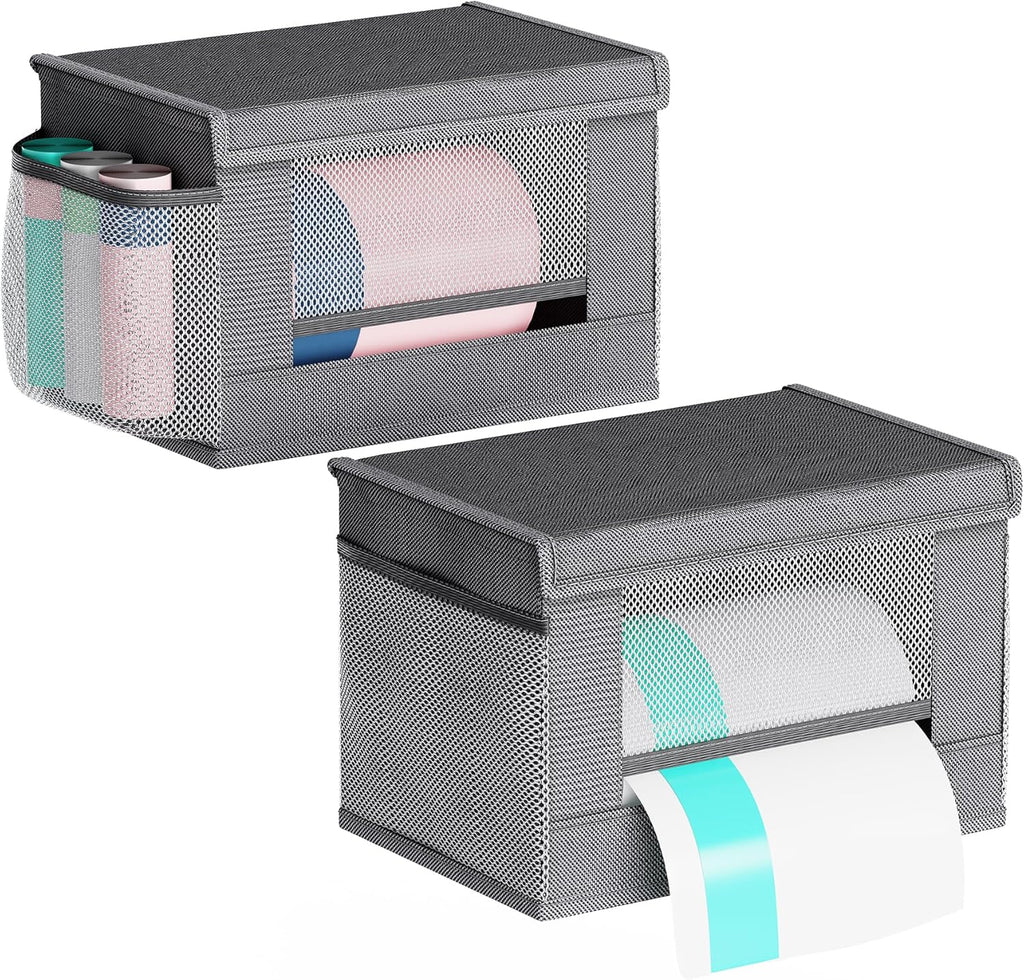 2 Pack Trash Bag Holder Dispenser, Oxford Cloth Garbage Bag Storage Organizer with Mesh Pockets