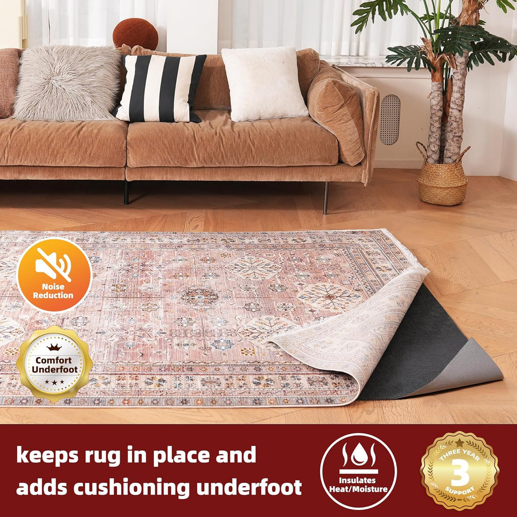 BAGAIL Felt and Natural Rubber Backing Rug Pads 1/4” Thick, 5 x 8 Ft Non Slip Carpet Gripper Keep