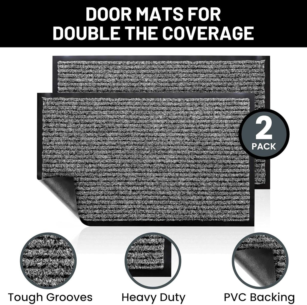 Sierra Concepts Front Door Mat Welcome Mats 2-Pack - Indoor Outdoor Entryway Mats for Shoe Scraper