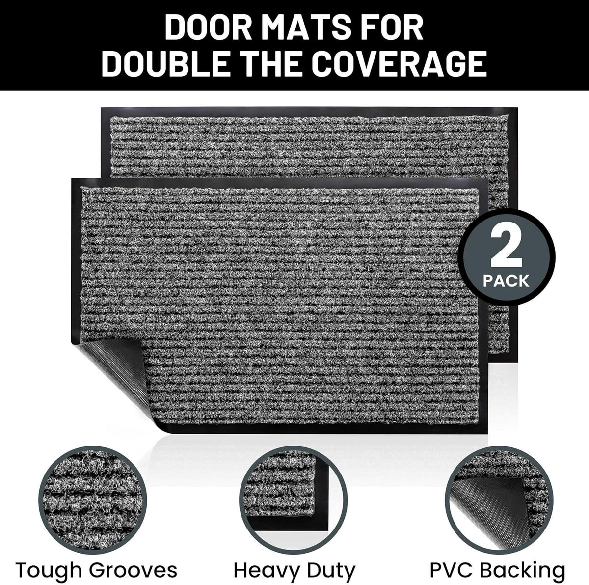 Sierra Concepts Front Door Mat Welcome Mats 2-Pack - Indoor Outdoor Entryway Mats for Shoe Scraper
