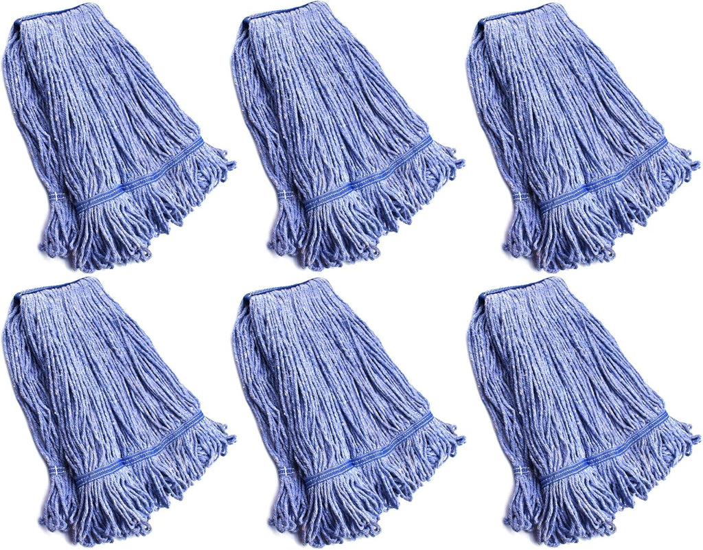 String Mop Heads Replacement Heavy Duty Commercial Grade Blue Cotton Looped End Wet Industrial