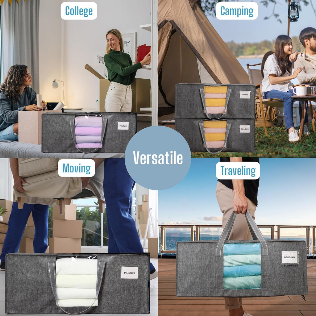 VENO 4 Pack Moving Bags Extra Large Storage Bags for College Move-In, Heavy-Duty Storage Totes