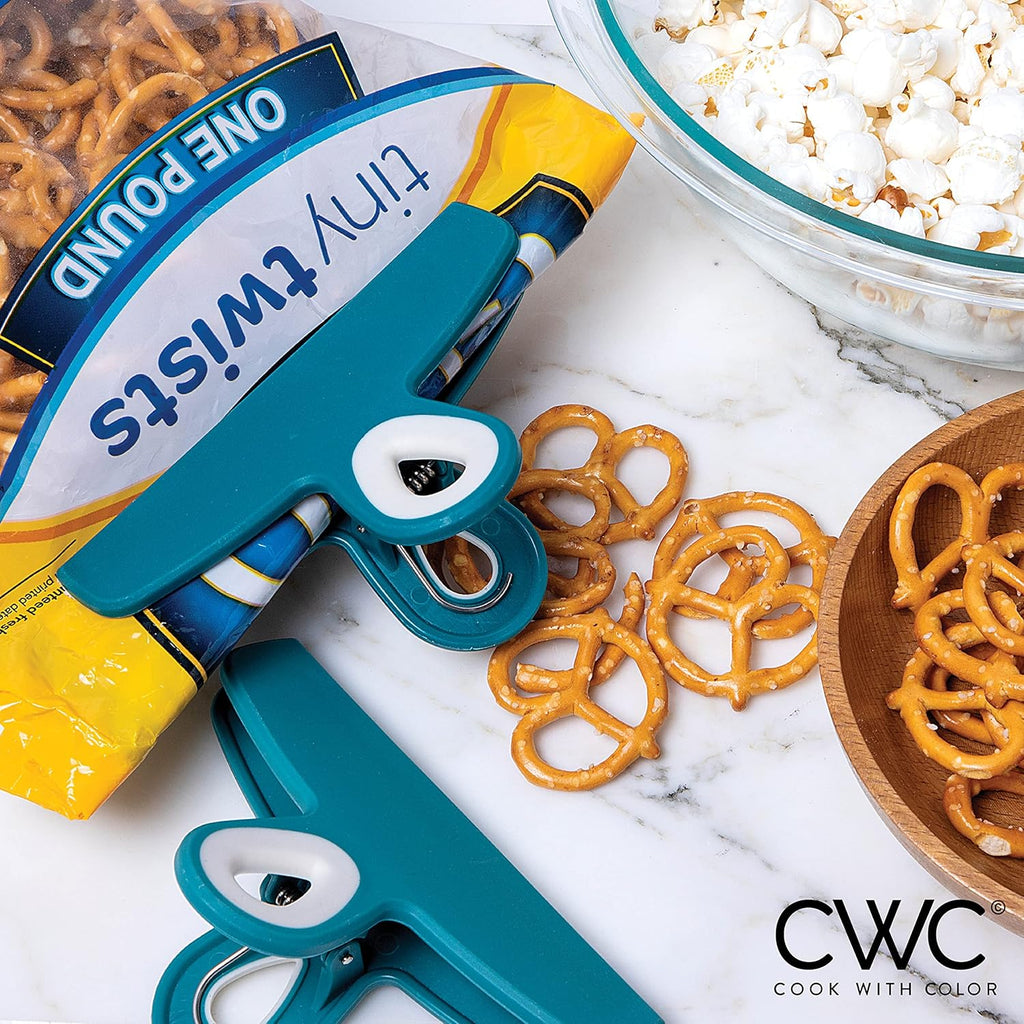 COOK WITH COLOR Bag Clips - Heavy Duty Chip and Refrigerator Magnet Clips for Food Storage with Air