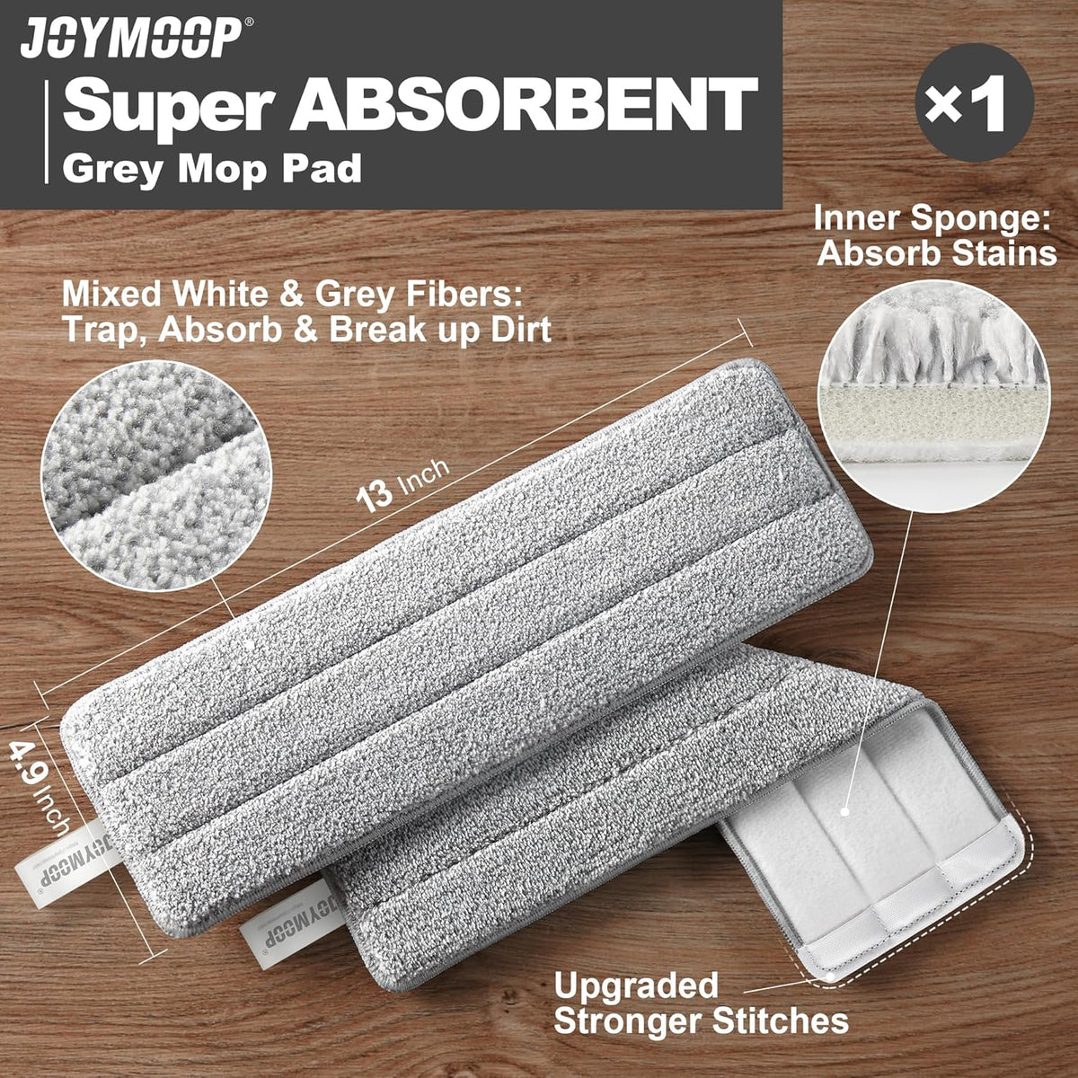 JOYMOOP Hands-Free Self-Cleaning Microfiber Mop and Bucket with Wringer Set for Home, Mops for