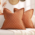 ZWJD Pillow Covers 24x24 Set of 2 Soft Fall Decor Polyester Textured Pillow Covers with Stylish