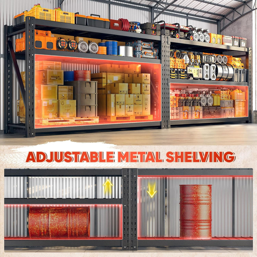 Bepatio 7050LBS Garage Shelving Heavy Duty 67.6W Storage Shelves Adjustable Metal Shelving 3 Tier