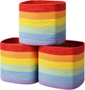 3 Pack Storage Cubes 11 Inch Cotton Rope Woven Baskets for Organizing Cube Bin Square Shelves