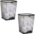 Mind Reader Mesh Trash Can, Waste Paper Basket, Square, Office, Metal Mesh, Set of 2, Black