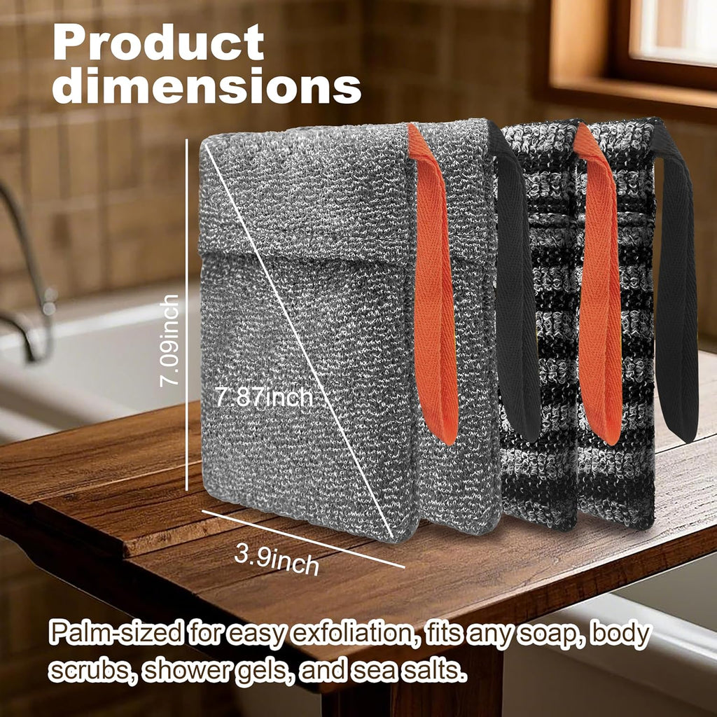 4 Pack Soap Bag Different Roughness Deep and Gentle,Bar Soap Pouch Saver Pocket,Exfoliating Body