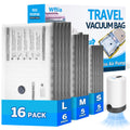 15+1 Packs Vacuum Bags for Travel with Rechargeable Pump, 3 Sizes Vacuum Seal Bags for Clothing