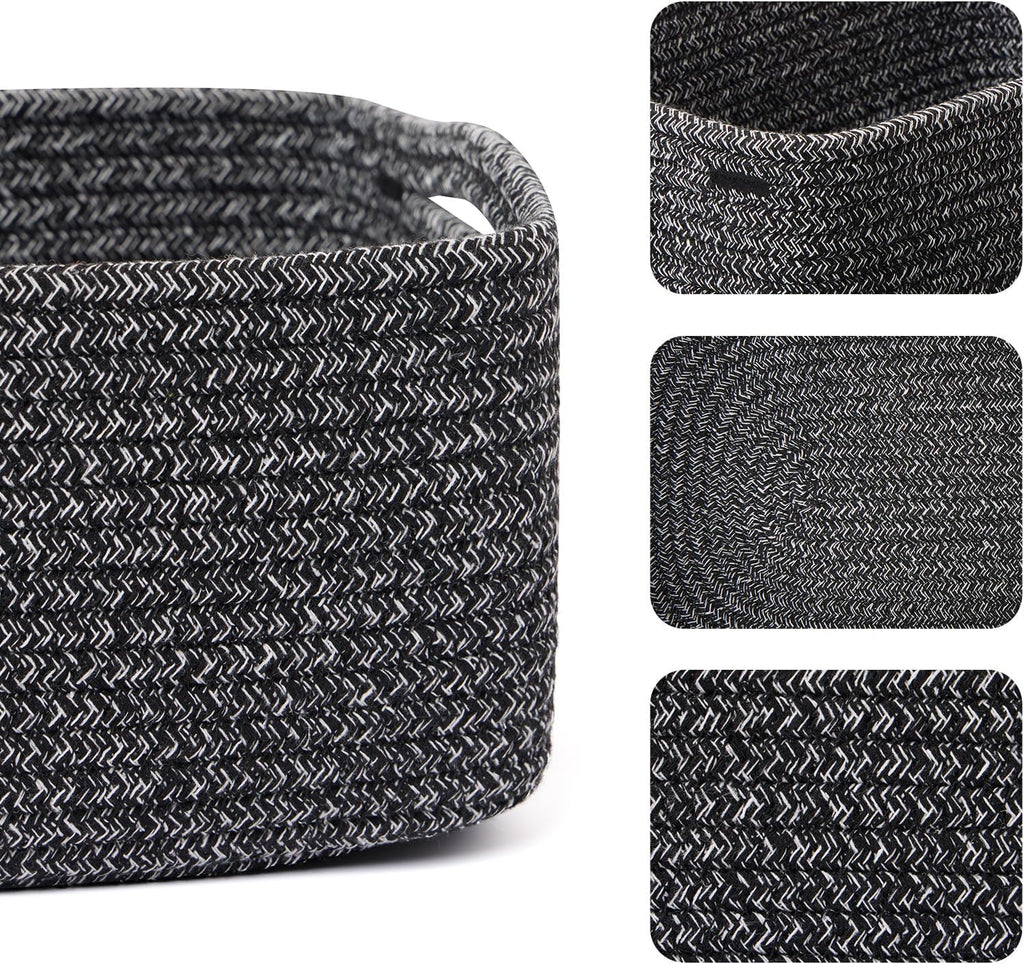 Small Storage Baskets for Organizing | Closet Organizer Bins | Shelf Toy Basket | Woven Rope
