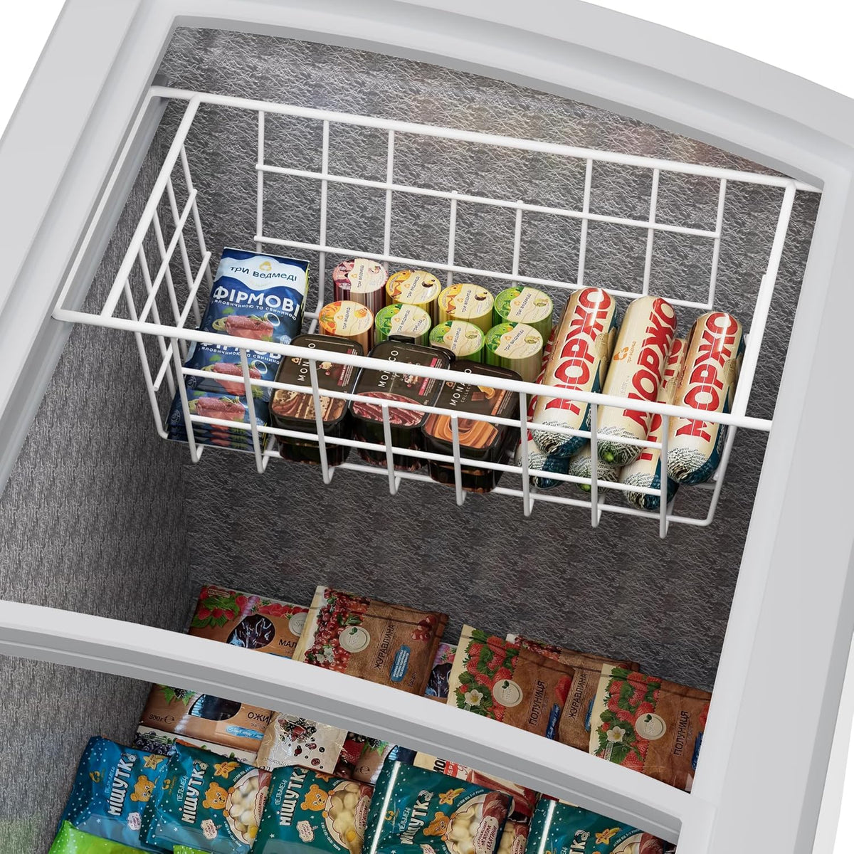 SANNO Chest Freezer Baskets Organizer, Deep Freezer Baskets Bin Sturdy Metal Wire freezer storage