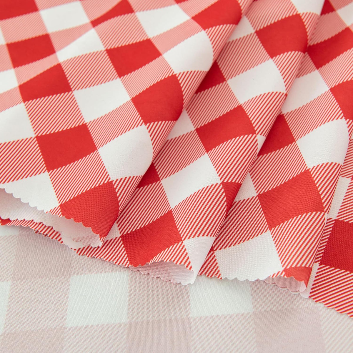 Waterproof Plaid Tablecloth Fabric - Round 50 Inch Classic Gingham Checker Table Cloth for