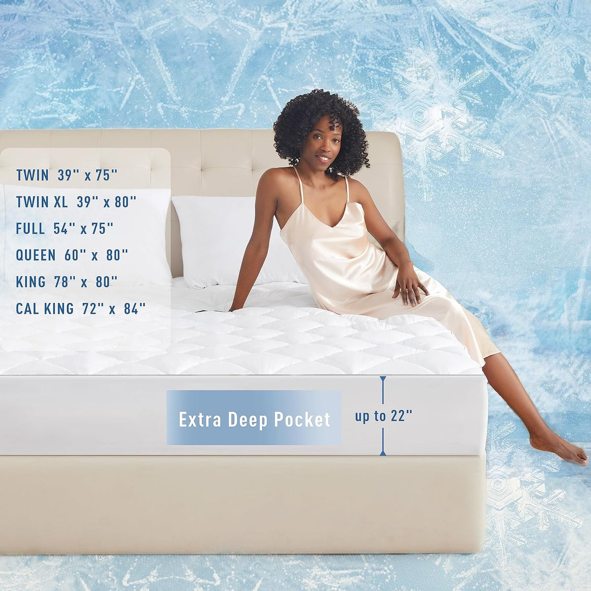 Sunflower Cooling Quilted Mattress Protector, Mattress Pad King Chill Soft, King Mattress Cover