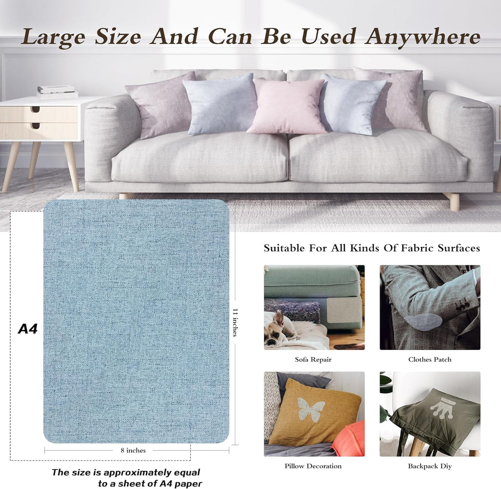 KING MOUNTAIN Fine Linen Fabric Patches, Self-Adhesive, 8x11 inch, 2 PCS, Multi Color, For Linen