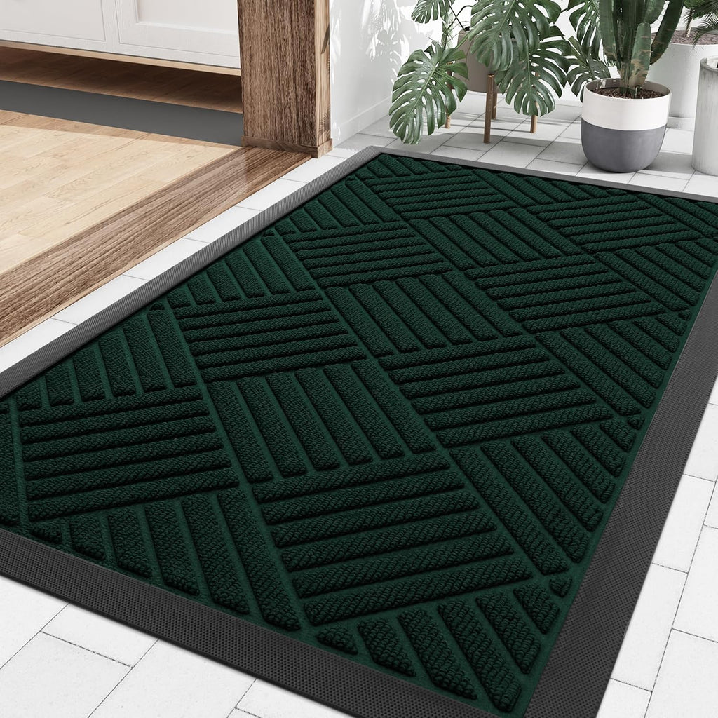 Smiry Front Door Mat Outside Entrance, Heavy Duty Outdoor Indoor Mat, Natural Rubber Doormat, Non